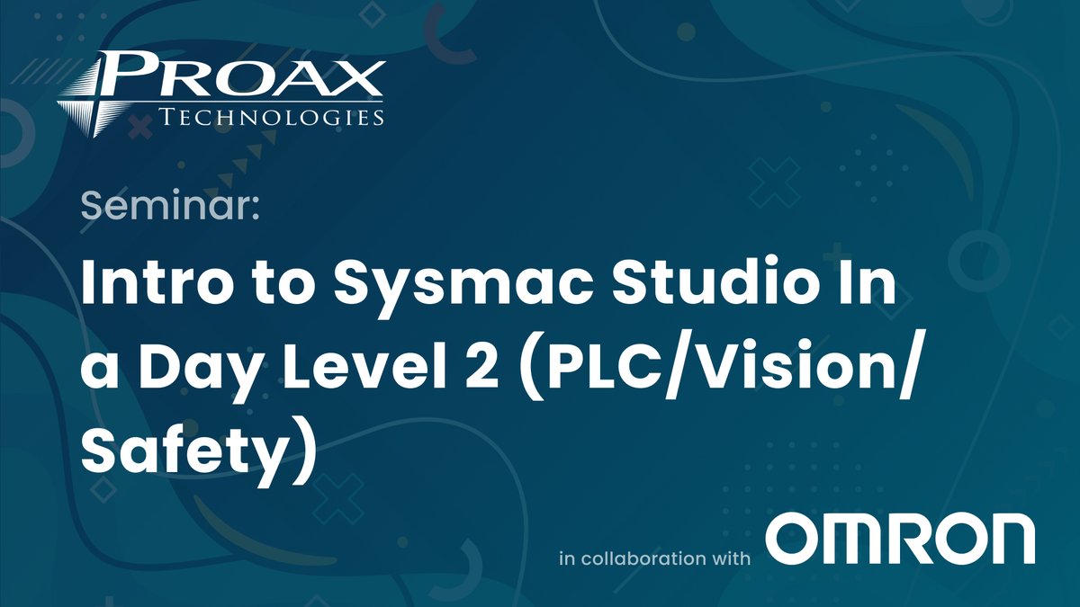 ProaxTech's tweet image. #JOINUS 

Intro to Sysmac Studio In a Day Level 2  - May 8th @ 2:00 - 3:00 PM EST

This Seminar will introduce you to the NX1P and NX1 Machine Automation Controllers

Register here : go.proax.ca/sysmac-studio-…

#Omron #Sysmac #WeAutomate #webinar #demonstrations