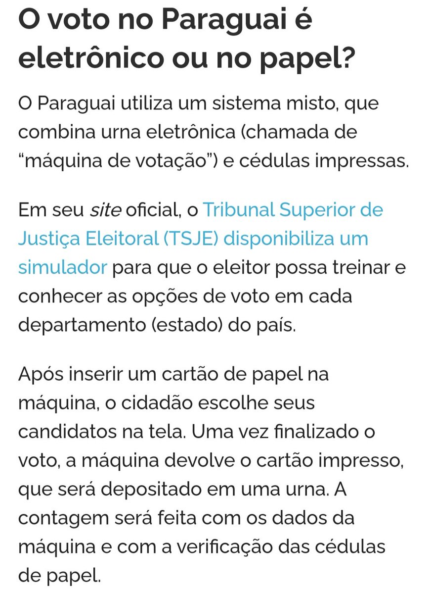 É, por lá, se for necessário, tem dupla checagem dos votos e leva quem realmente ganhou. Parabéns para a democracia Paraguaia!