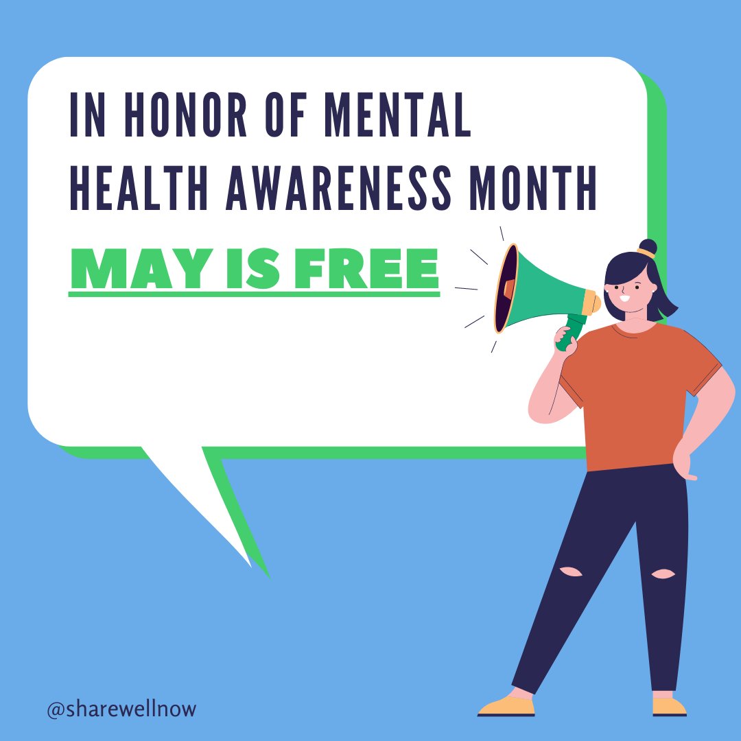 Today kicks off Mental Health Awareness Month. To support you on your healing journey this month, ShareWell is excited to announce that our site will be FREE for the entire month of May. If you need peer support, visit sharewellnow.com/freemay and connect with your peers today!