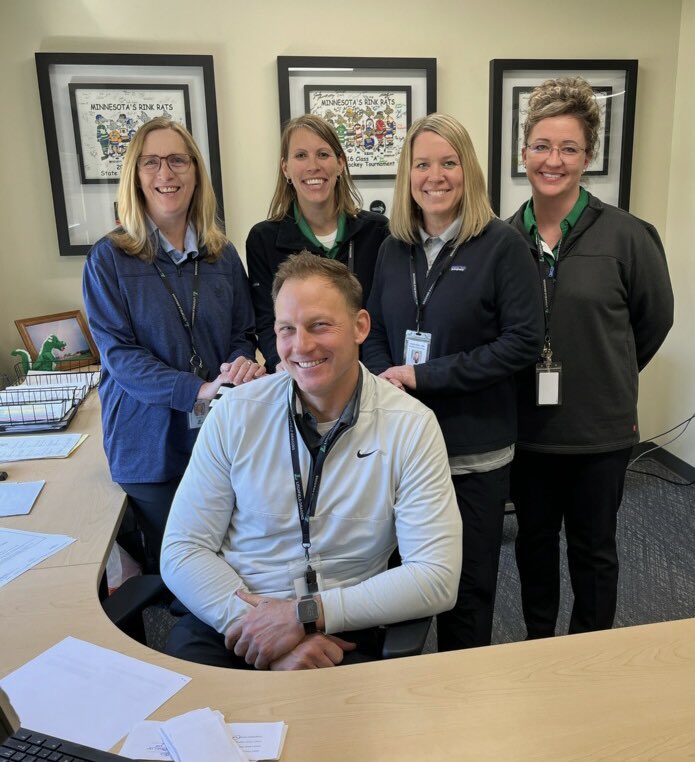 MintonTammy's tweet photo. Happy Principals’ Day Mr. Olson! Thanks for all you do and for putting up with all of us gals in the office! Gosh we look good! #GoLitch https://t.co/p4b9ij3Eru