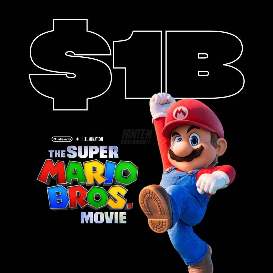 Press_Start9's tweet photo. ¡OFICIAL!
Super Mario Bros Movie supera los mil millones de dólares en taquilla y se convierte en la primera película basada en un videojuego en alcanzar esa cifra https://t.co/k8M1qulUZY