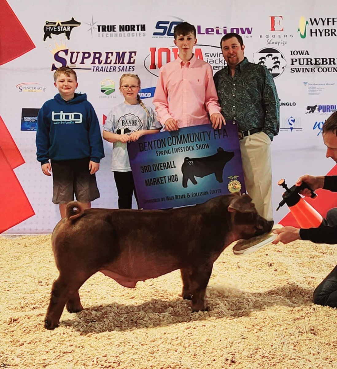 SGIBoars's tweet photo. CHAMPION DUROC BARROW &amp; 3RD OVERALL
2023 Benton County Spring Jackpot, IA
Sired by :: DISRUPTION 
Raised by :: Bakker Bros Genetics, IA
#SGIBOARS https://t.co/jW6JNx0RUp