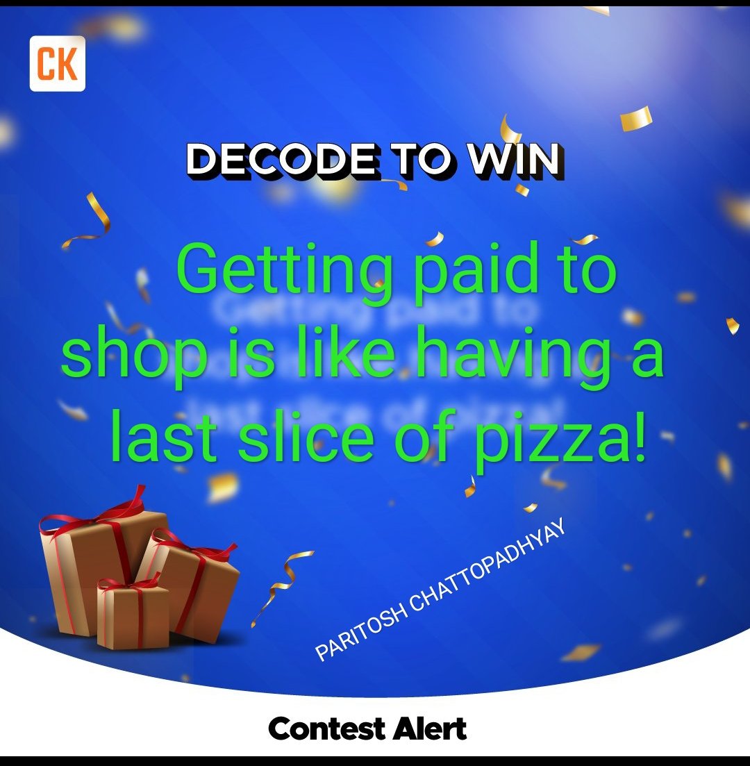 i_paritosh's tweet image. Getting paid to
shop is like having a
last slice of pizza!! 

#CashKaro #DecodeToWin #ContestAlert #giveaway #contestindia
@Cashkarocom

@blessedkamal @SheetalKapur2 @mysterioussu