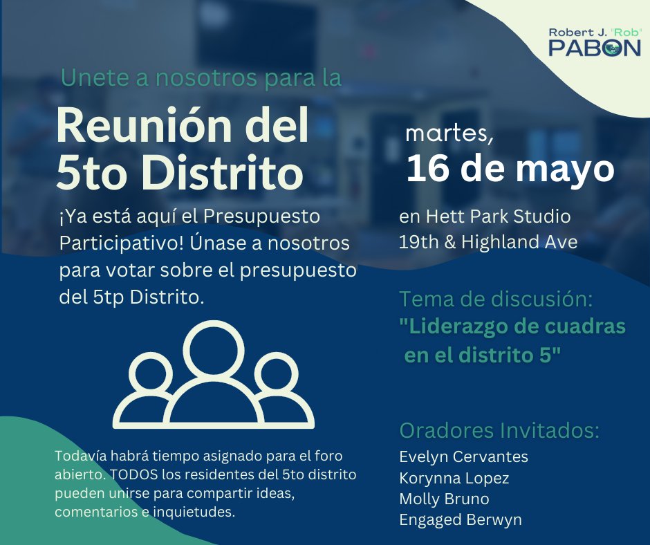 5th Ward Community Meeting 
📆Tuesday, May 16th 
⏰6:00PM
📍Hett Park Studio 
19th 7 Highland Ave