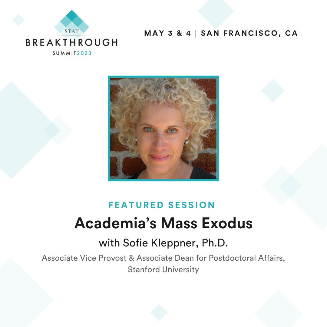 Joel Dudley, Donna Ginther, Sofie Kleppner and @RayyanGo will discuss academia's mass exodus.
#STATBreakthrough