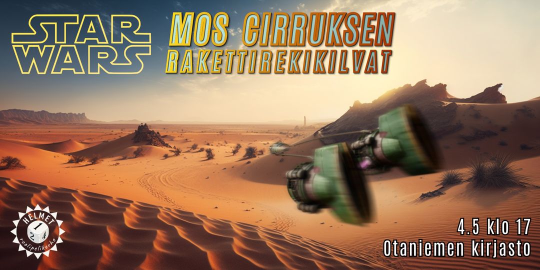 roolipelikerho's tweet photo. Star Wars -kertapeli "Mos Cirruksen rakettirekikilvat" tarjolla Tähtien sota -päivänä 4.5. Otaniemen kirjastossa! Peli on suunnattu aloittelijoille. Ilmoittaudu mukaan Helmet-roolipelikerhon Facebook-ryhmässä:
https://t.co/LcYB8a36hc

#Otaniemi #roolipelit #StarWars #TähtienSota https://t.co/hT2s3uklKB