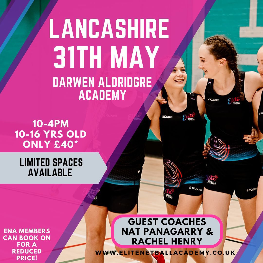 💖Spring-bank Camps💜

💖Manchester, Yorkshire, Lancashire &amp; the North-East on the w/c 29th May

💖We sold out at February &amp; Easter and had to create waiting lists due to high demand. Don’t miss out and book early!

elitenetballacademy.co.uk/product-catego…