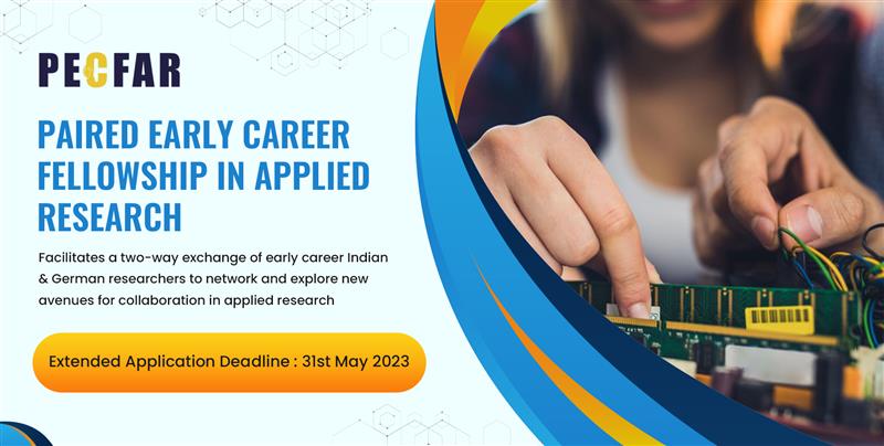 INDOGSTC's tweet photo. 📢Deadline for Paired Early Career Fellowship in Applied Research (PECFAR) 2023 has been extended to 31 May 2023. Good #opportunity to establish long term 🇮🇳🇩🇪 research #network for Early career researchers including #PhD &amp; #Postdocs @IndiaDST @BMBF_Bund @skvdst @rmadhan2000 https://t.co/maI4f2Mmhl