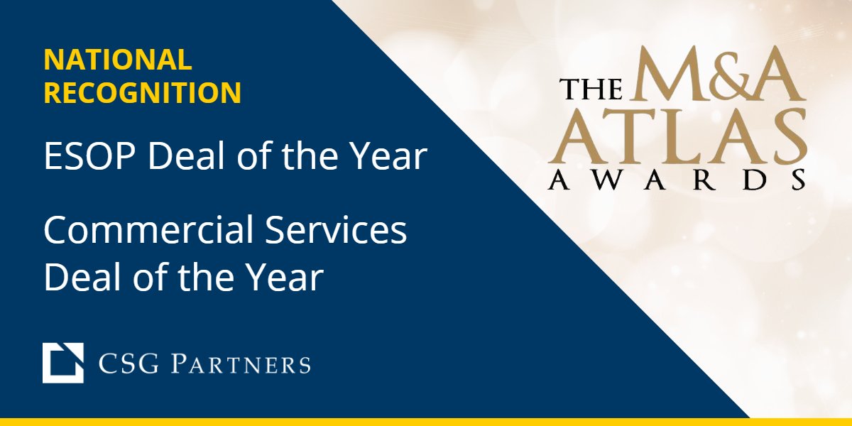 We're not in the business of winning awards, but it's always great to be recognized by your peers. Congrats to Larry Kaplan, Alex Mumblat, Richard Harmon, our entire team, and our deal partners for earning top honors on a pair of major #ESOP transactions.