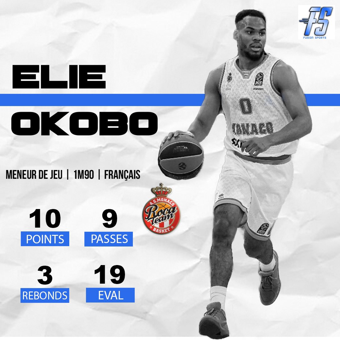 Fusionsports2's tweet photo. 🏀Elie Okobo🏀
@ElieOkobo_0 tout proche du double/double lors de la victoire de @ASMonaco_Basket face à @CB_officiel dimanche après-midi !!
#FusionSports #BetClicElite #LNB #BasketBall #OkoBoss https://t.co/YyRoCoY707