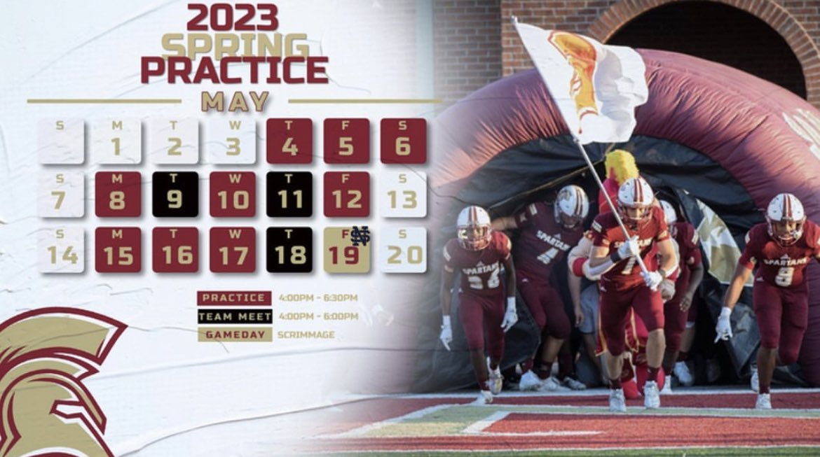 South Paulding Spartan Football (@south_paulding) on Twitter photo Colleges looking to stop by this spring!
Here are the best times!
Meeting - 8:00 AM - 10:00 AM
Weight Training - 1:50 PM - 3:25 PM
Practice - 4:00 - 6:30 PM
<a href="/RecruitGeorgia/">Recruit Georgia</a> <a href="/Ath_Dynasty/">The Athletic Academy</a> <a href="/RustyMansell_/">Rusty Mansell</a> <a href="/BHoward_11/">Brandon Howard</a> Colleges looking to stop by this spring!
Here are the best times!
Meeting - 8:00 AM - 10:00 AM
Weight Training - 1:50 PM - 3:25 PM
Practice - 4:00 - 6:30 PM
<a href="/RecruitGeorgia/">Recruit Georgia</a> <a href="/Ath_Dynasty/">The Athletic Academy</a> <a href="/RustyMansell_/">Rusty Mansell</a> <a href="/BHoward_11/">Brandon Howard</a>