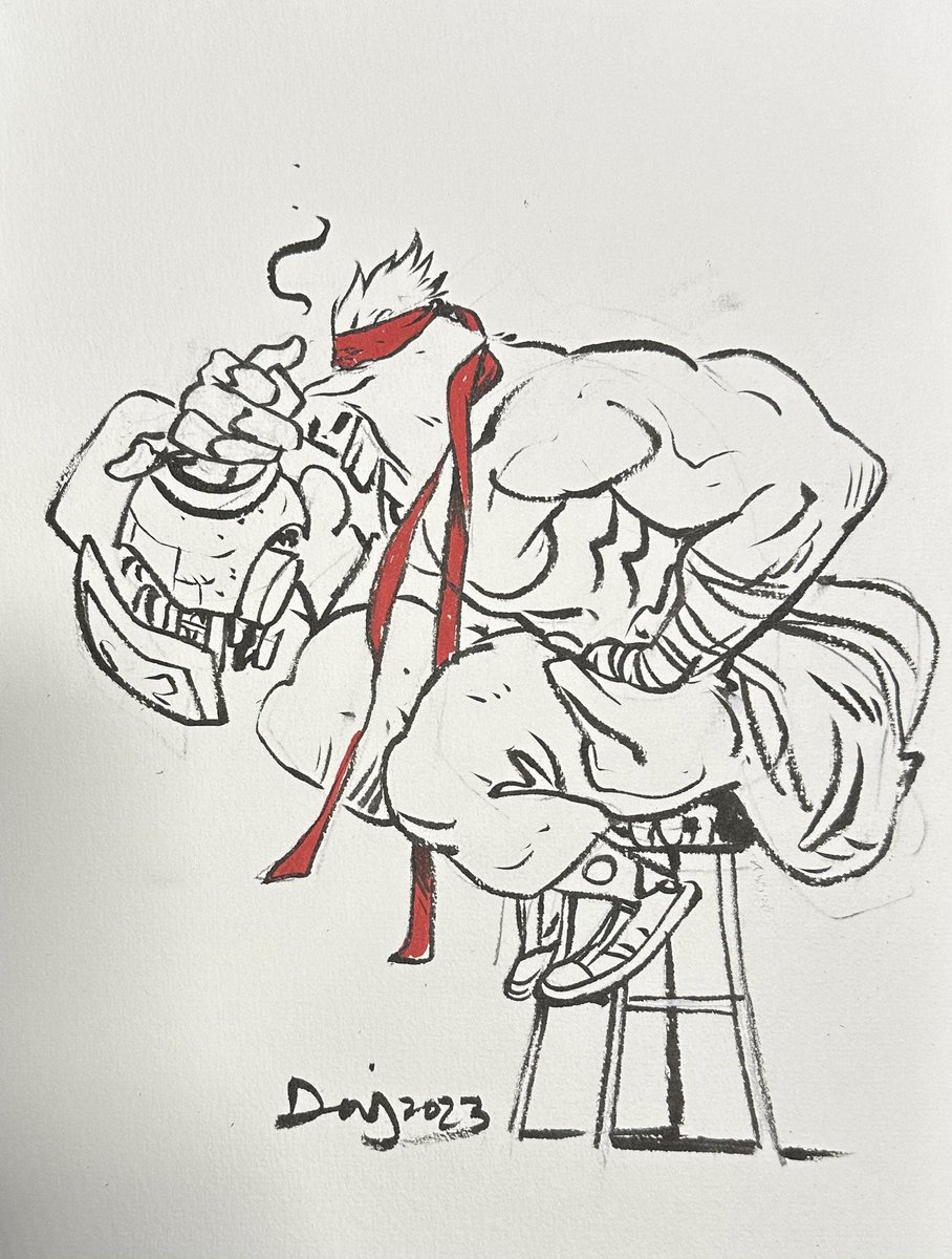 「Murder Falcon drinkin espresso at Napoli」|Daniel Warren Johnsonのイラスト