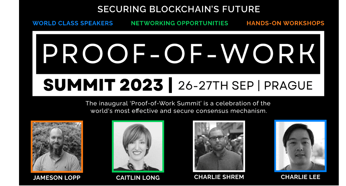 ANNOUNCEMENT: <a href="/LTCFoundation/">Litecoin Foundation ⚡️</a> and the ETC Cooperative present the first annual 'Proof-of-Work Summit' in Prague on Sept 26-27!  

Join us in Prague this September to celebrate the consensus mechanism that launched the #Blockchain revolution!

powsummit.com