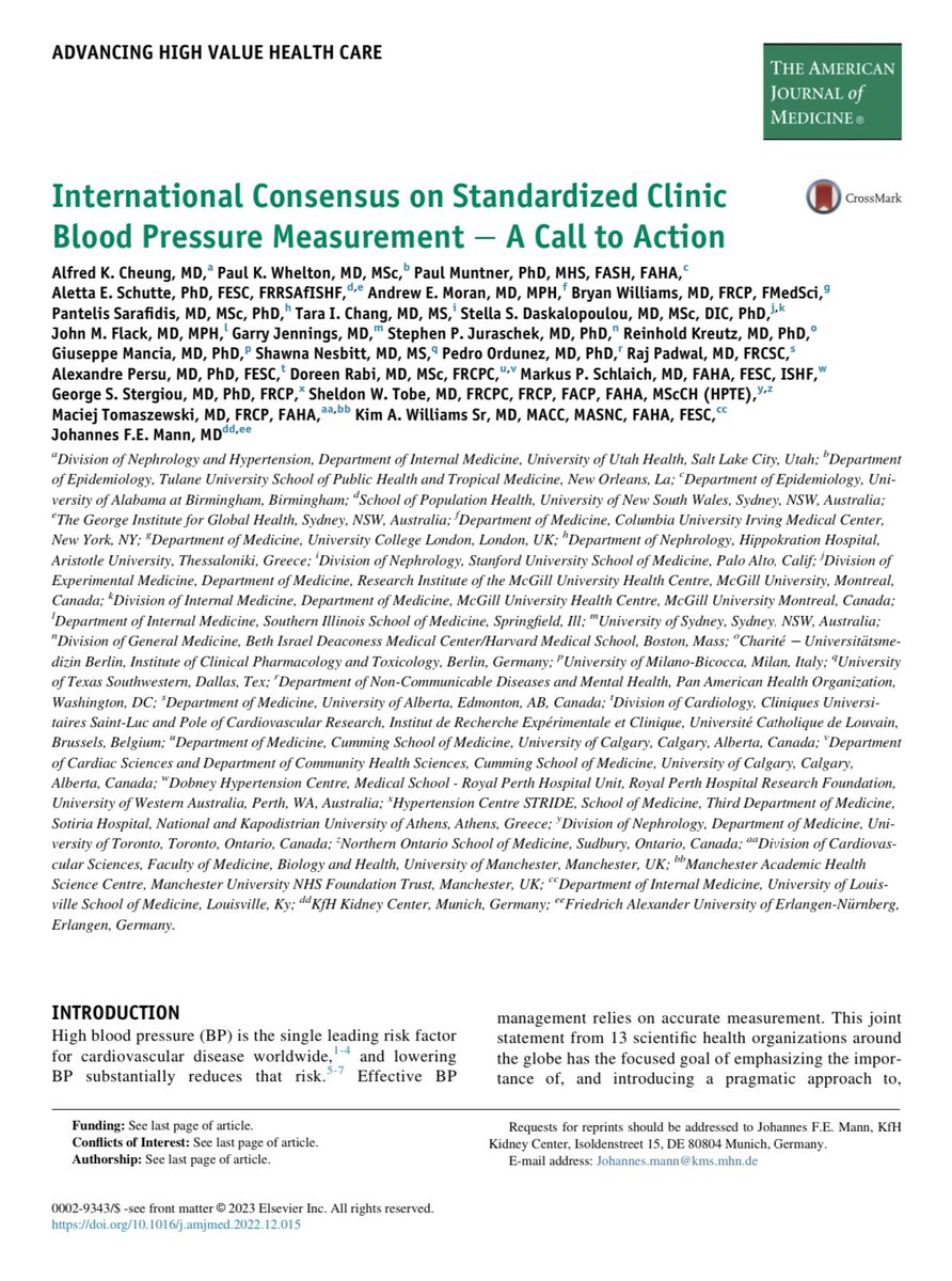 edgarvlermamd's tweet photo. International Consensus on Standardized Clinic Blood Pressure Measurement (BP): A Call to Action ca. 2023 from @amjmed @goKDIGO #Nephpearls

👉🏼 https://t.co/zFgjdeBUHI https://t.co/KTEdR39EDj