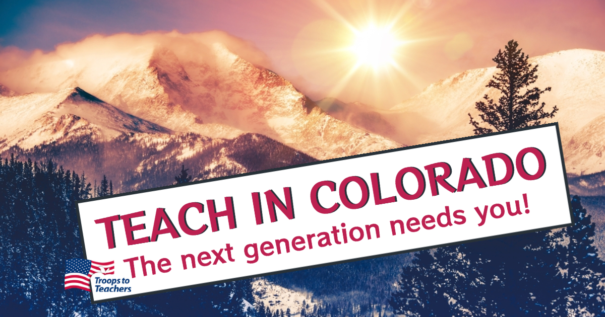 TTT_DANTES's tweet photo. COLORADO NEEDS TEACHERS
You can teach in many states. Why not Colorado?! 
TTT has a contact to help you get started. 
Email ttt@navy.mil for more information
TTT: https://t.co/leiDAVnXVM
MORE INFO: https://t.co/Yy8Atzugbf https://t.co/1ZvNt8EP0q