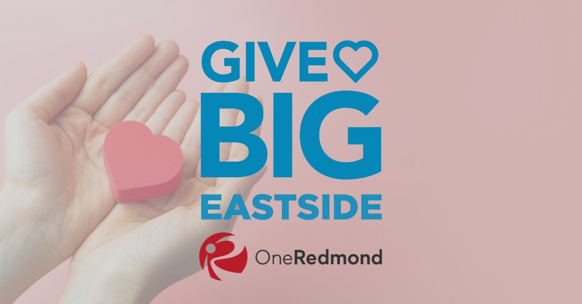 It's time to give back to your community! Join us for GiveBIG Eastside and donate to your favorite local nonprofits during the 48-hour giving event on May 2-3. 

Visit ow.ly/Vf8i50NQOZk to find Redmond nonprofits and make a difference today.

#GiveBIGWA #WAgives #nonprofit