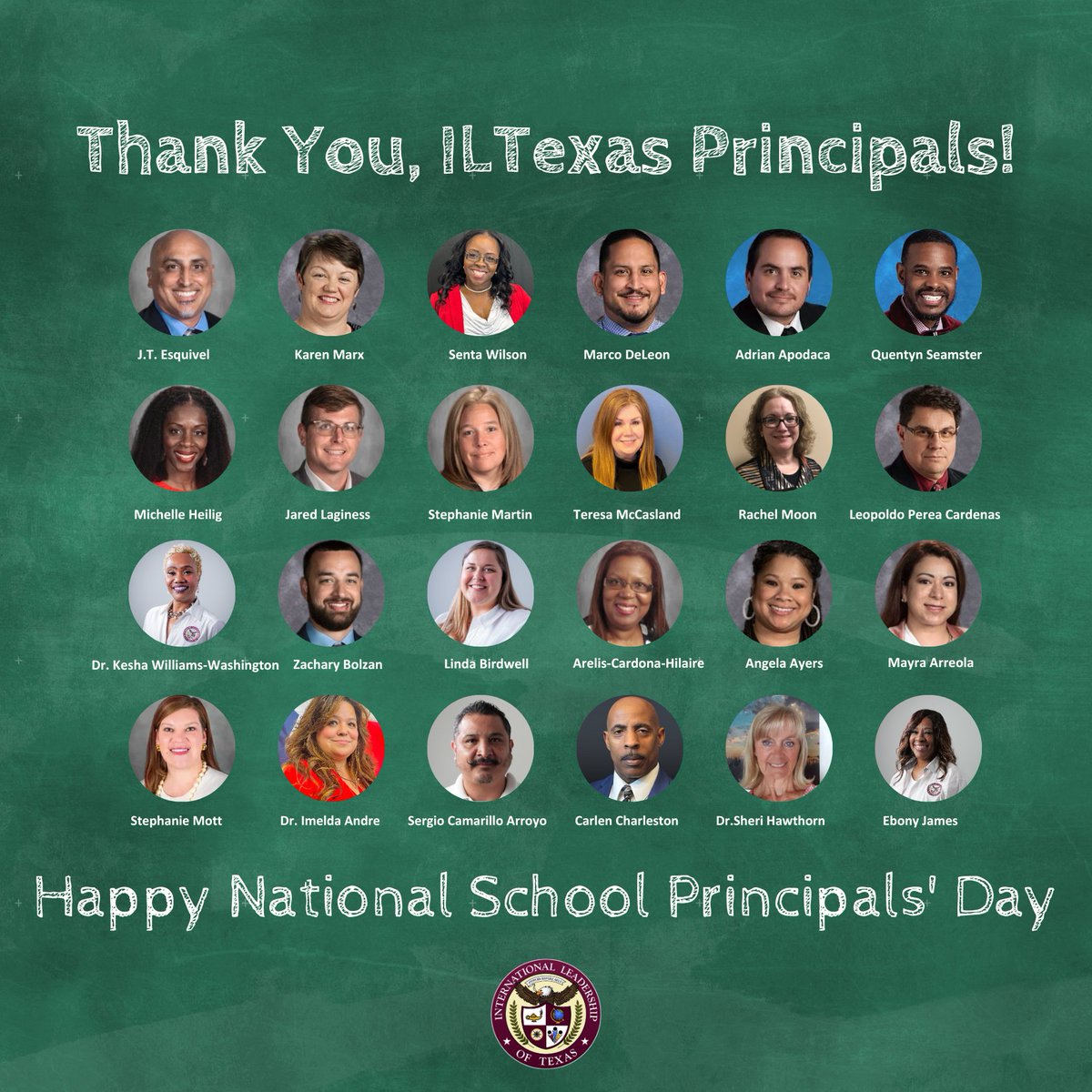 ILTexasSchools's tweet photo. Happy National School Principals Day to all the amazing leaders at ILTexas! Thank you for your dedication, hard work, and commitment to our students' success. #ILTexas #NationalSchoolPrincipalsDay https://t.co/ZgMArr2YG0