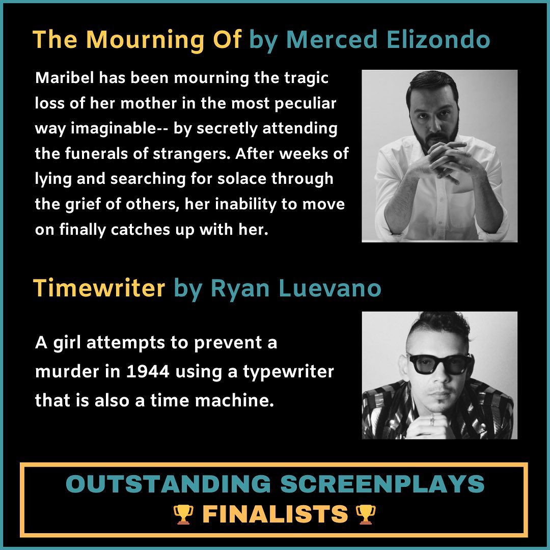 UPDATE: My screenplay TIMEWRITER is a FINALIST in the Outstanding Screenplays shorts competition! 
#screenwriter #screenplay #film  #screenwriting  #storyteller #writingisrewriting #shortfilm #sunglassesatnight  #ryanoutside #talentmanager #outstandingscreenplays  #timewriter