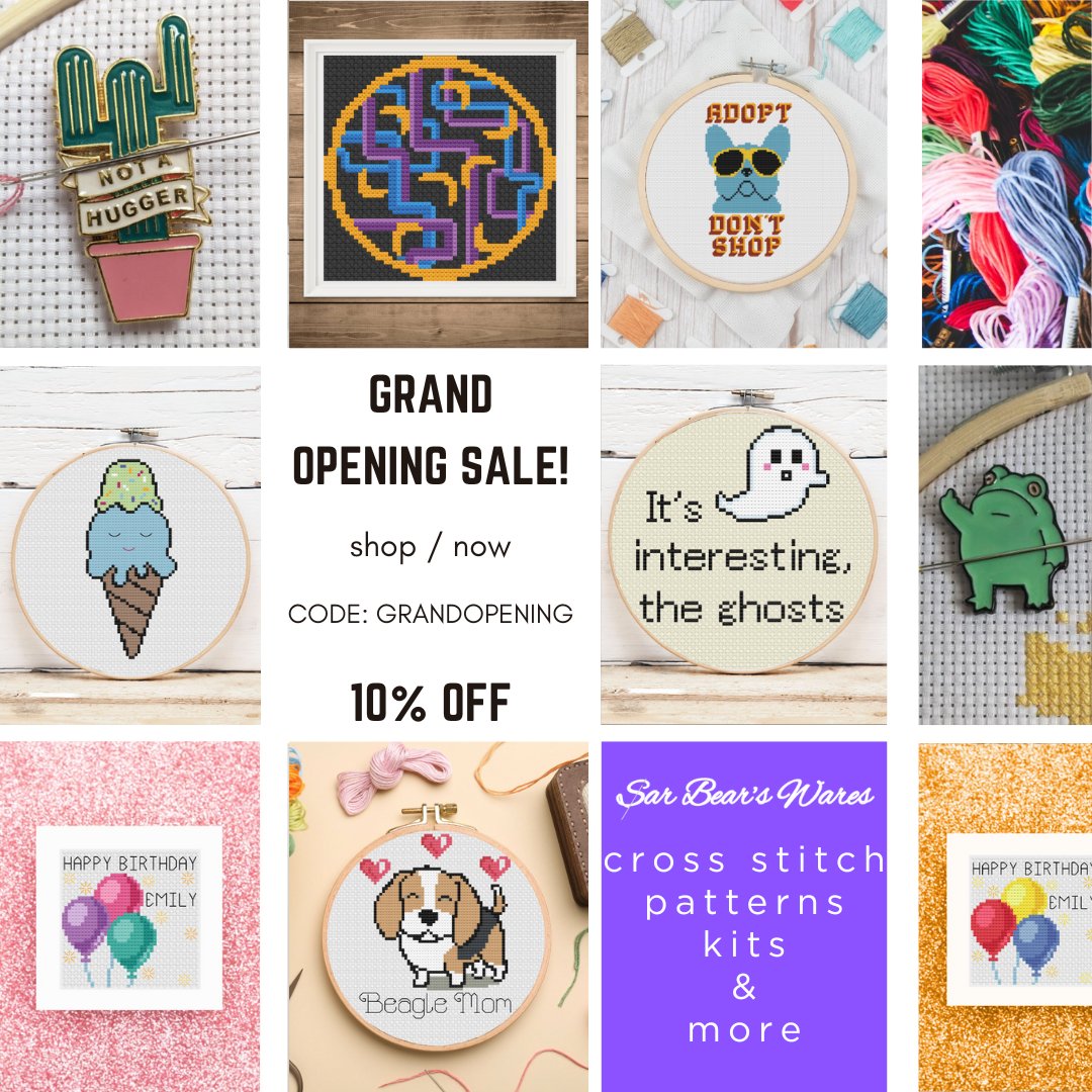 ✨Thrilled to share that our new website is now live at sarbearswares.com. You'll find all the same cross stitch patterns, kits, and needle minders, but at lower prices than our Etsy store. Also, take 10% off your first order with code GRANDOPENING. ✨

#crossstitch #itysl