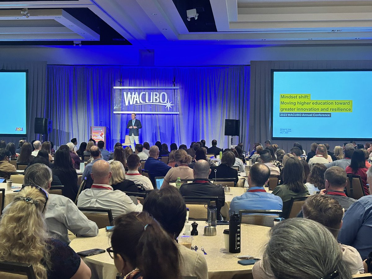 Listening to ASU President Michael Crow at WACUBO 2023.