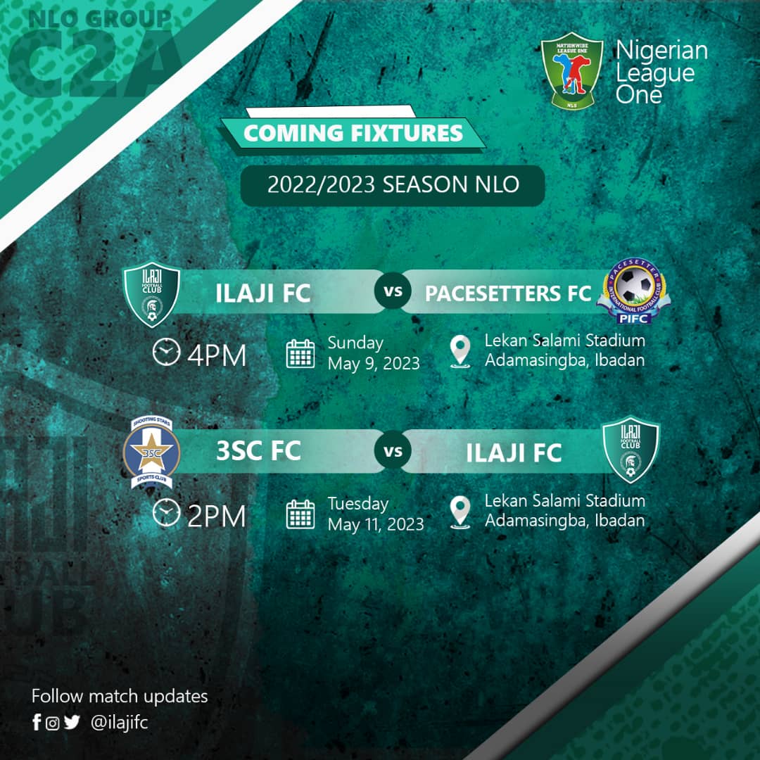 ilajifc's tweet photo. Coming up matches.
NIGERIA
LEAGUE
ONE
(NLO)
.
#ilajisport #ilajifc #ilajiresort
#IlajiStadium #Gladiators #NLO23 https://t.co/8Rthzowylz
