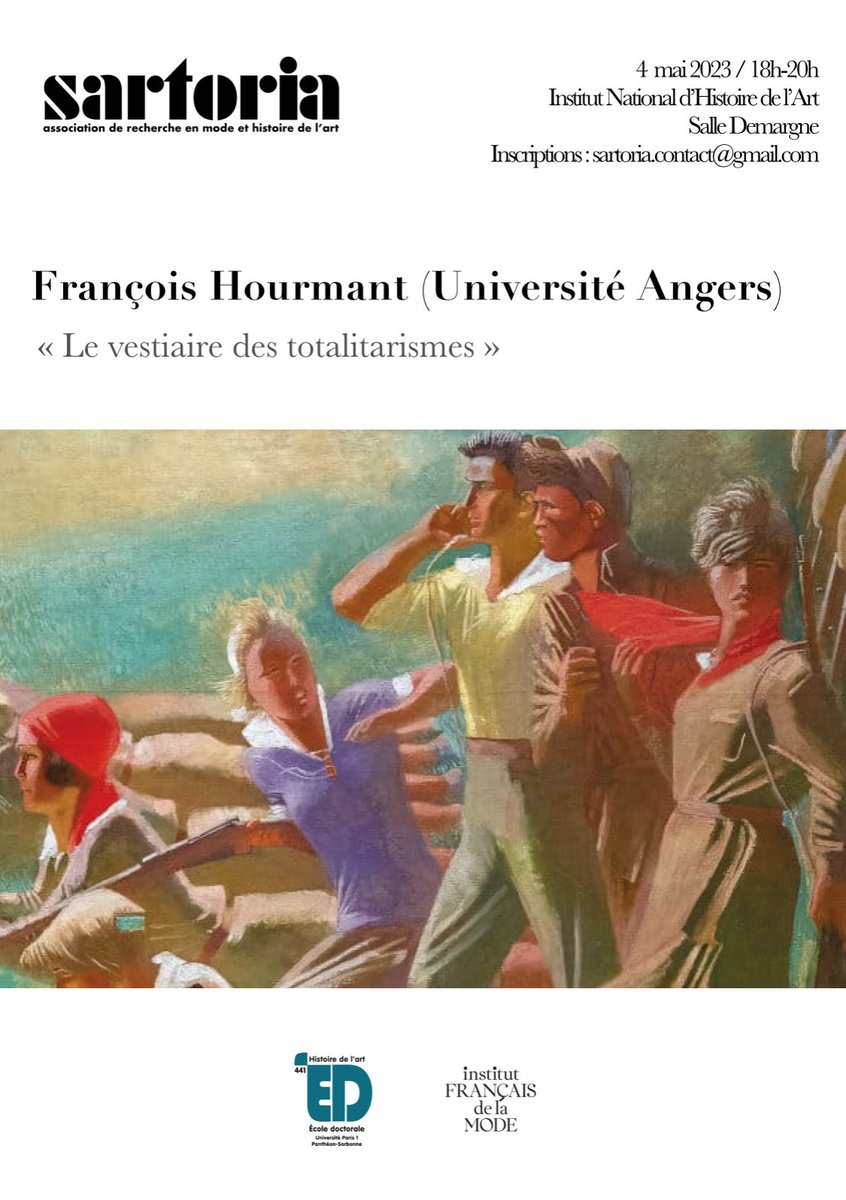 Sartoria vous invite à la présentation de l'ouvrage "Le Vestiaire des Totalitarismes" par François Hourmant, Professeur de Science Politique <a href="/UnivAngers/">Université d'Angers</a> 
Jeudi 4 mai de 18h à 20h <a href="/INHA_Fr/">INHA</a> (Salle Demargne)
Sur le livre : bit.ly/44ktrC8