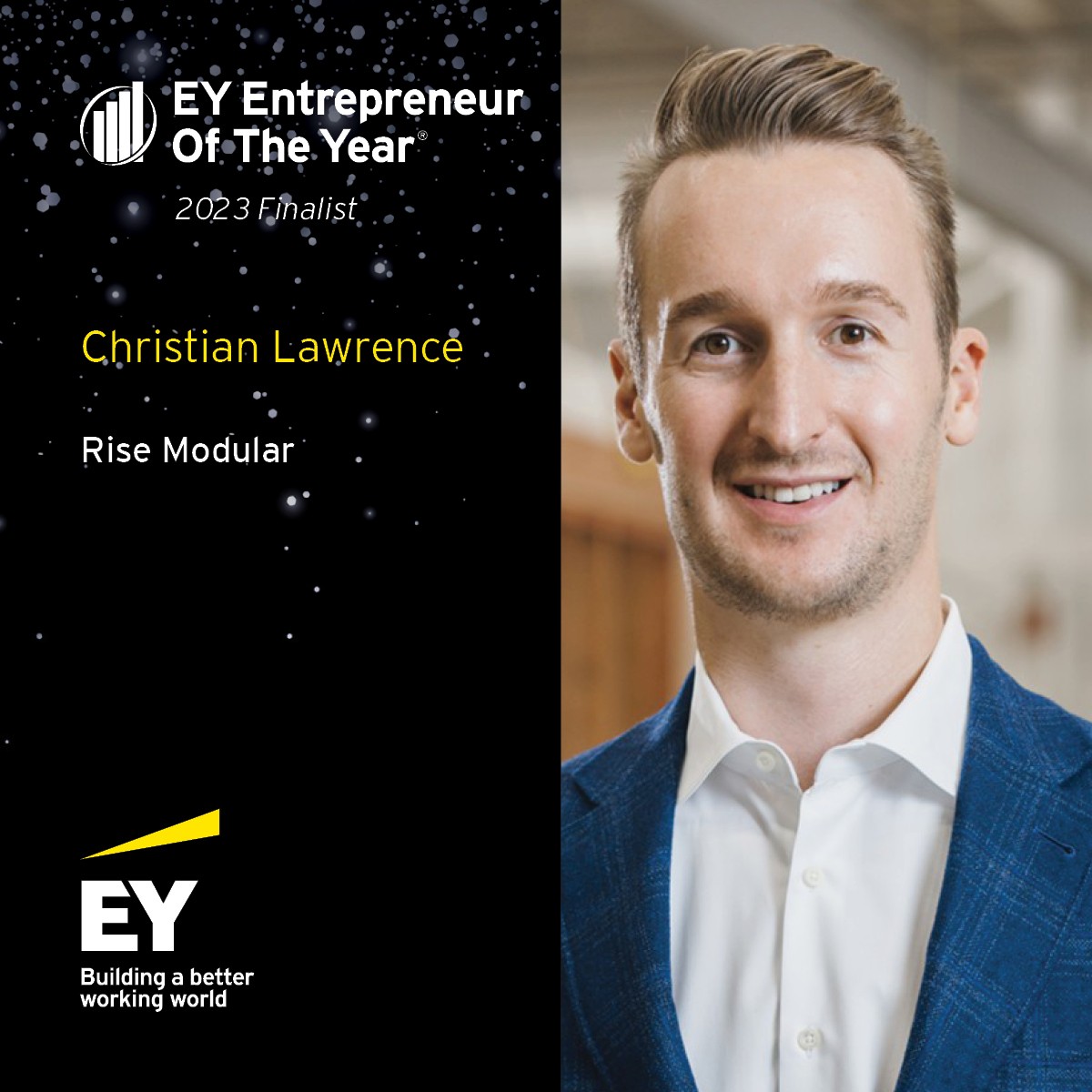 Honored to have our own Christian Lawrence recognized as a finalist in the #Entrepreneur Of The Year® 2023 Heartland program. 

Of course, we think he is the Entrepreneur of EVERY YEAR...

Congrats Christian!
risemodular.com/ey-announces-c…
#EOYUS #EOYHL #Innovation #Leadership #Modular