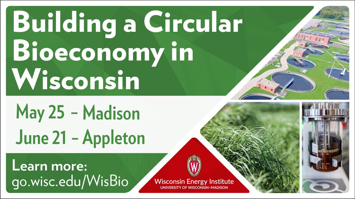 Calling all entrepreneurs, innovators, and stakeholders in Wisconsin's #bioeconomy! Join us on May 25 or June 21 to discuss ongoing strategies in #RenewableNaturalGas, #CarbonManagement, #SustainableAviationFuels, and opportunities for collaboration: energy.wisc.edu/events/buildin…