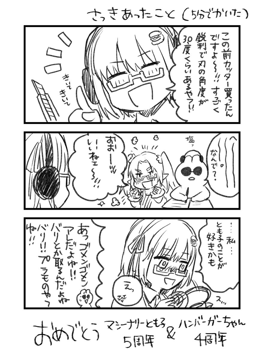 マシーナリーとも子とハンバーガーちゃんおめでとう漫画