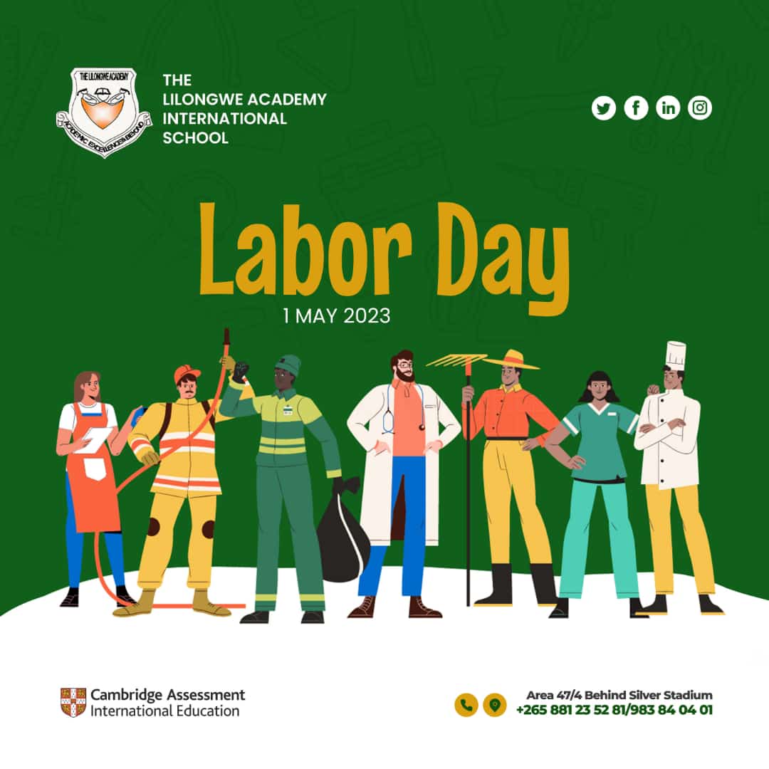 LilongweAcademy's tweet image. Happy Labor Day from all of us at TLAIS!!!! 🏫🎓📚

#Cambridgelearning 📚📓🖊
#weappreciateourstaff! 👏🏾👏🏾
#buildingfutureleaderstogether 🤝