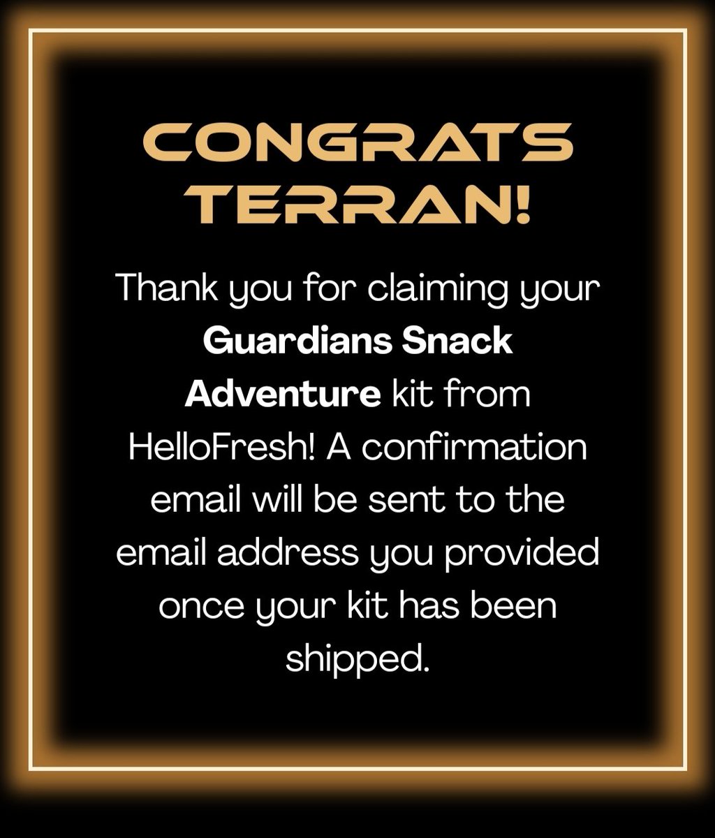 DoctorMinotaur's tweet photo. @HelloFresh  I WON! Can't wait to get it in the mail, thanks for doing this awesome giveaway for us @Guardians fans! https://t.co/iVWBhqBNM4