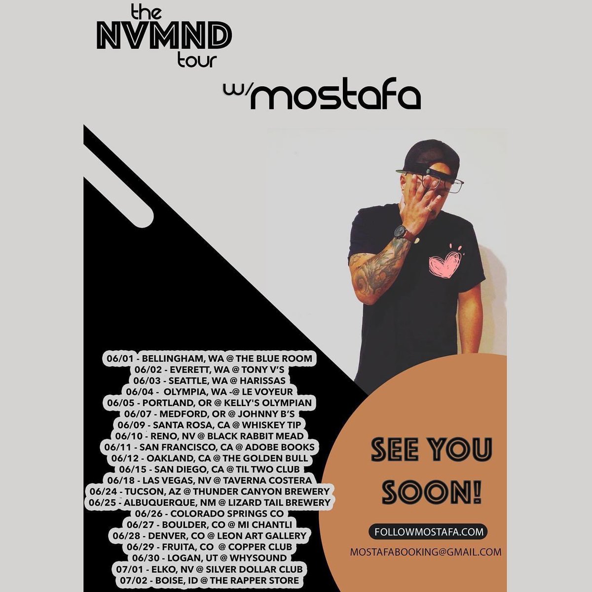 Bellingham!!! I’ll be back to visit in a month and I’m having a party with all my friends. All star line up 👏🏽🎉😃

Tickets at bio.site/nvmndtour

Then Everett/Seattle/Olympia/Portland/Medford/then everywhere 😲👀

Can’t wait to see you all ♥️♥️

#hiphop #rap #music #mostafa