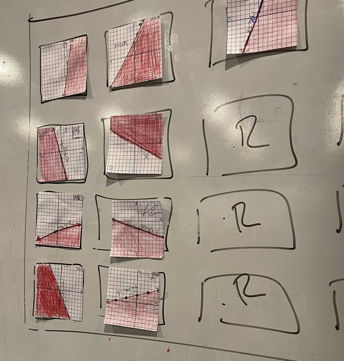 SusanBycoff's tweet photo. Planning our rainbow installation while reviewing y=mx+b and foreshadowing “shaded regions.” Final piece coming in May. 🎨🖌️🖼️#medfieldmath #bmsed https://t.co/5DcK7UOYT2