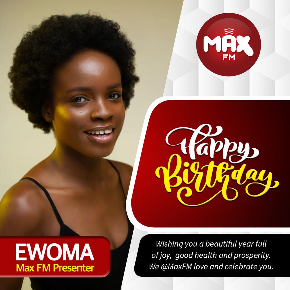 Max1023FM's tweet photo. For all the outstanding work you've done, you deserve all the accolades and more.
May this birthday usher in a new era of harmony, joy, and fortune for you.
Happy birthday to you our #MaxDiva @Ewoma_O ❤️
.
.
#happybirthday #maxworldchartshow #max1023fm https://t.co/kux8TpDEDu
