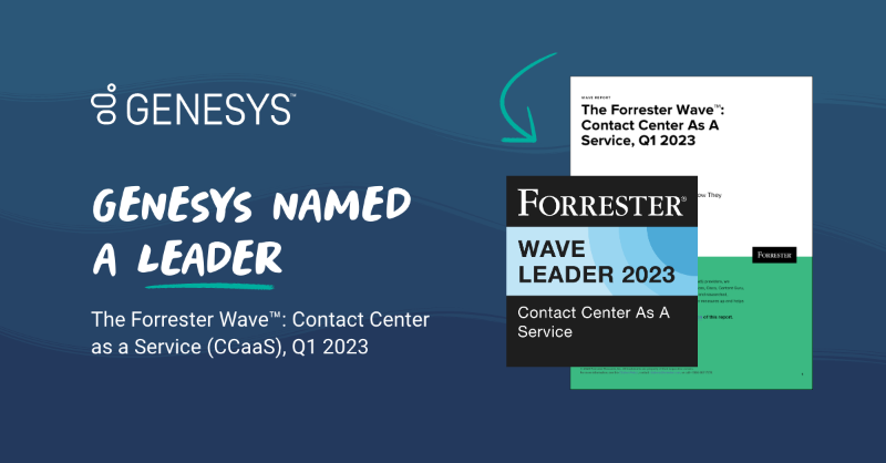 Genesys's tweet photo. ICYMI: Genesys was recognized as a leader in The Forrester Wave™: Contact Center as a Service, Q1 2023 report.

Learn how our product offerings &amp; strategy enabled us to earn this placement all while taking our vision beyond the #contactcenter and into all customer interactions.