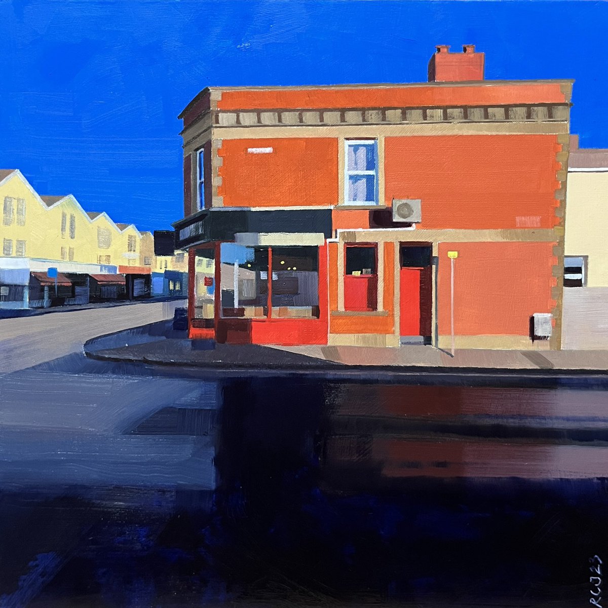 Fresh off the easel..

Corner Cafe - oils on panel, 20cmsq. 

Another little Gloucester Road streetscape, with the Deck Cafe on the corner of Merton Road, catching the last of the spring sun. 
#oilpainting #bristolart #gloucesterroad