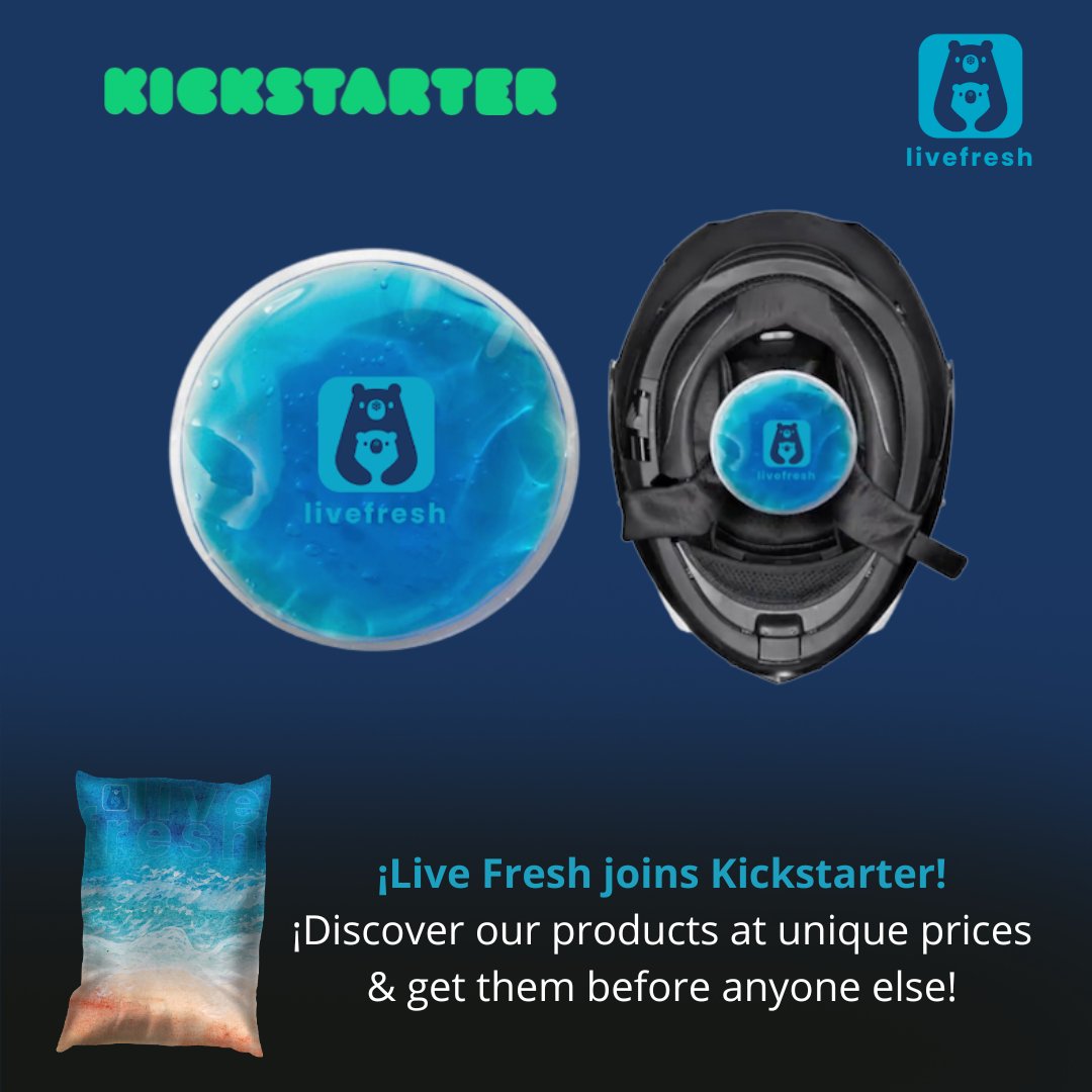 LiveFresh_'s tweet photo. ¡Ya puedes ser parte de #LiveFresh con la compra del ROUND GEL PAD y mantente FRESCO al colocarlo dentro del casco de la MOTO 🛵

Estamos en #Kickstarter ➡️ https://t.co/E4030ntJWu 
#salud #health #healthtech #deporte #biotecnología #deportivo #sostenibles #biotech https://t.co/IYBlWgTLuI