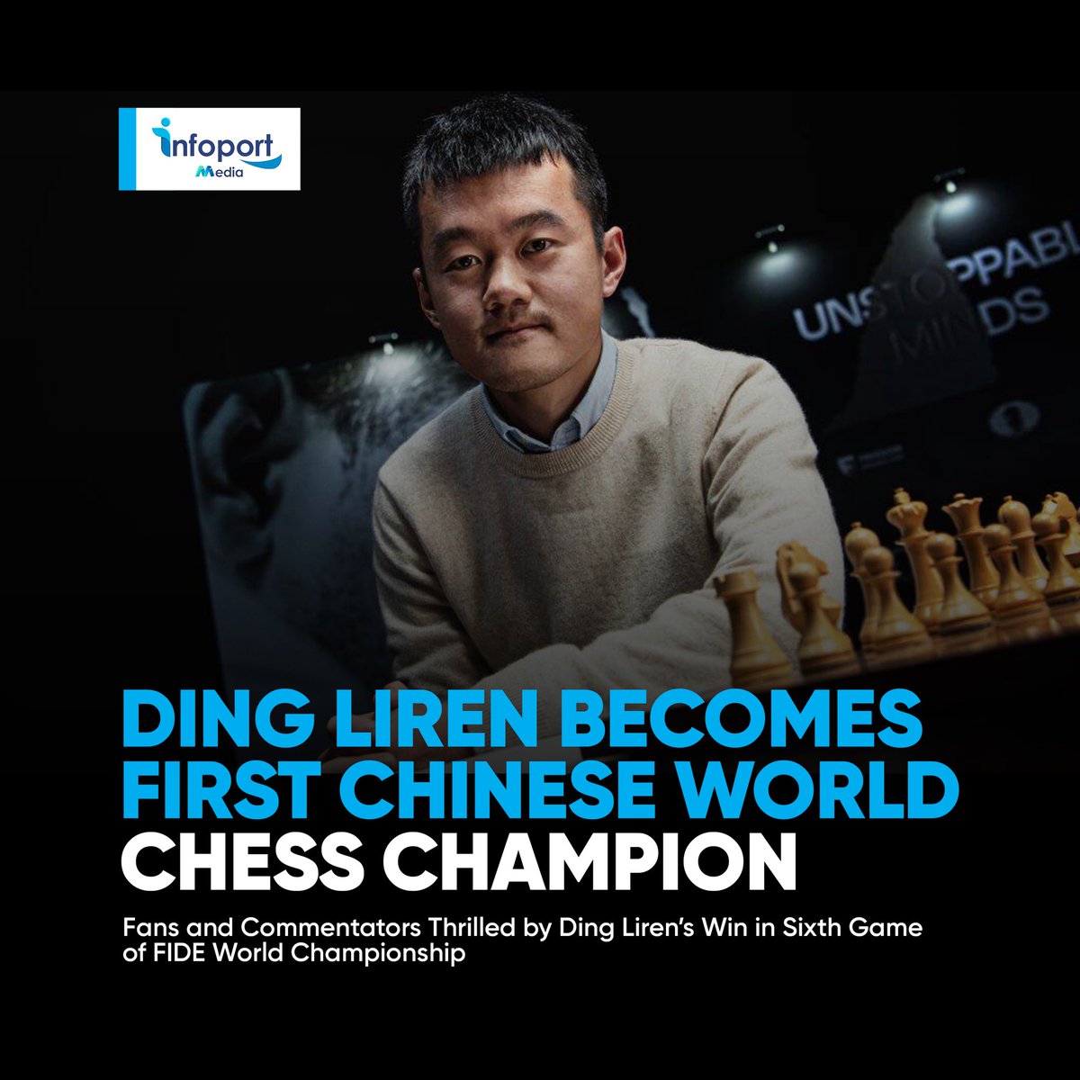 infoportmedia's tweet photo. China's Ding Liren triumphs at the World Chess Championship, becoming the first Chinese player to win the tournamentπππ¨π³. #Ding #WorldChessChampion #ChinaChessPower #ChessDominance #GrowingPower #Congratulations #ChessCommunity https://t.co/eYCNvbTV8e