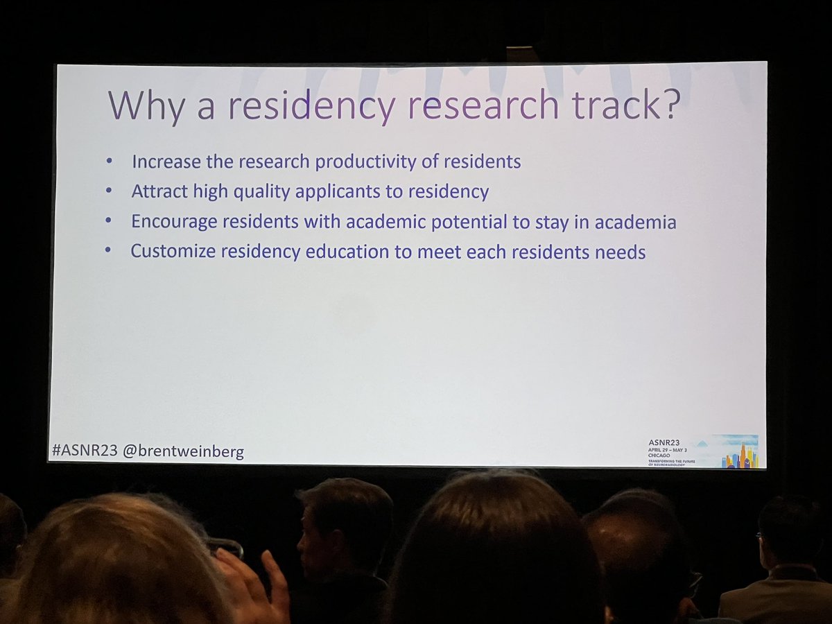 Every resident is a little different and we need to customize our programs to meet their needs. Make tracks for their residents future. One of those ways is the research tracks!! #ASNR23