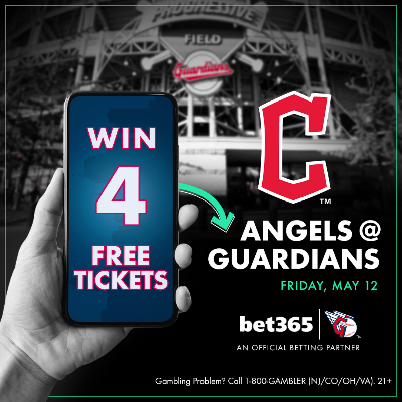 bet365_us's tweet photo. Want to win FOUR free tickets to an upcoming @CleGuardians game?

1⃣ Follow @bet365_us
2⃣ RT this Post

ONE lucky winner will be chosen to see the Guardians host the Angels on Friday, May 12th 📅

Must be 21+ | T&amp;C's apply: https://t.co/QFruEut1Ln