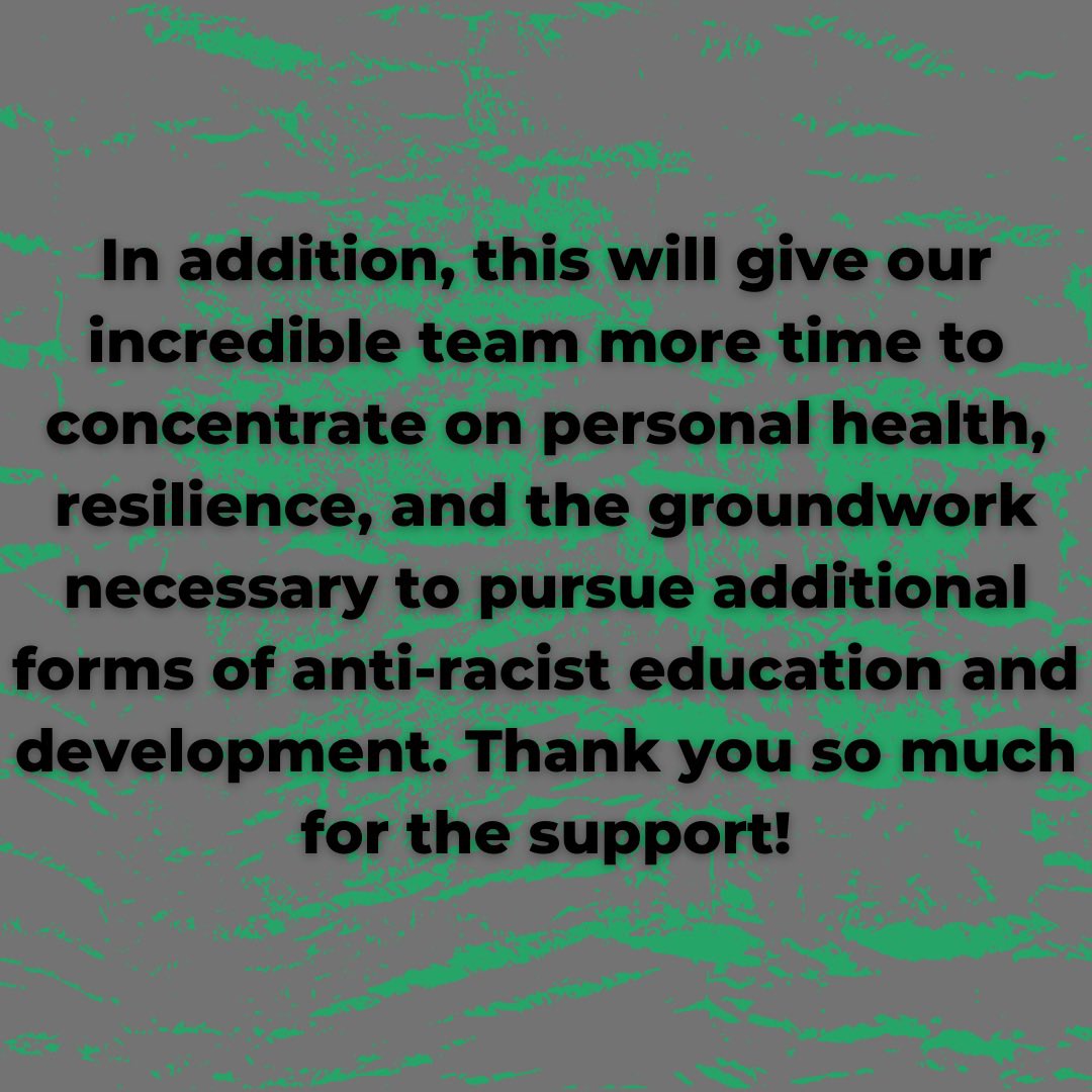 We may be few in number, but we are a powerful force, and we are grateful for everyone's efforts to develop as anti-racist leaders. Our focus is to build a more well rounded experience for our previous cohorts and strengthen our alumni networks.