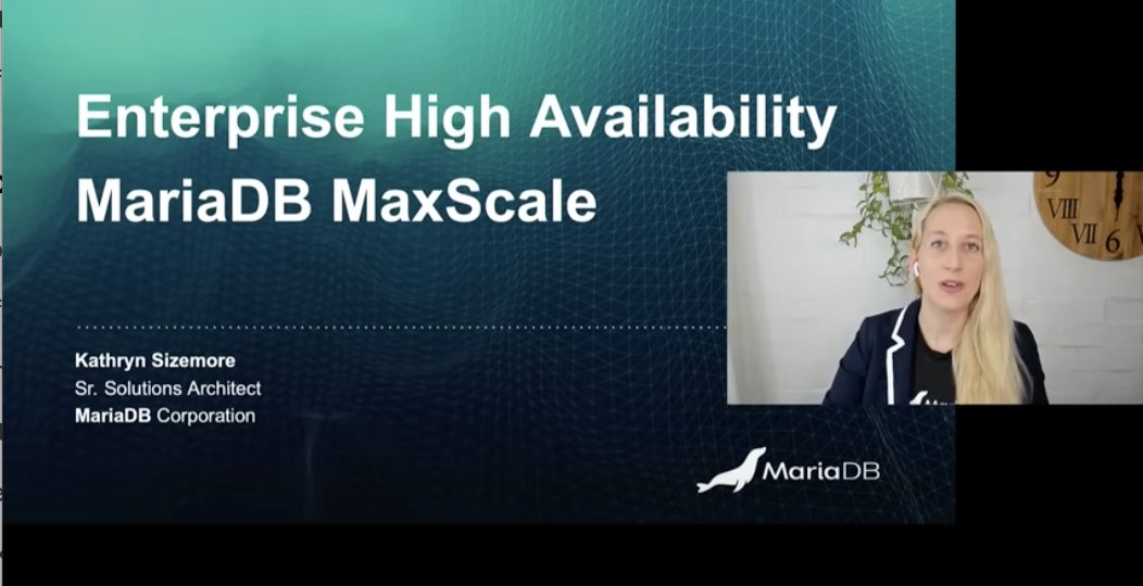 mariadb's tweet photo. High availability is possible thanks to ✨ MaxScale. ✨ 

#MariaDB Sr. Solutions Architect Kathryn Sizemore demonstrates the process: https://t.co/2VyTgtHL4y   

Now let’s focus on load balancing and automatic failover management. https://t.co/mDVsS3mqZM