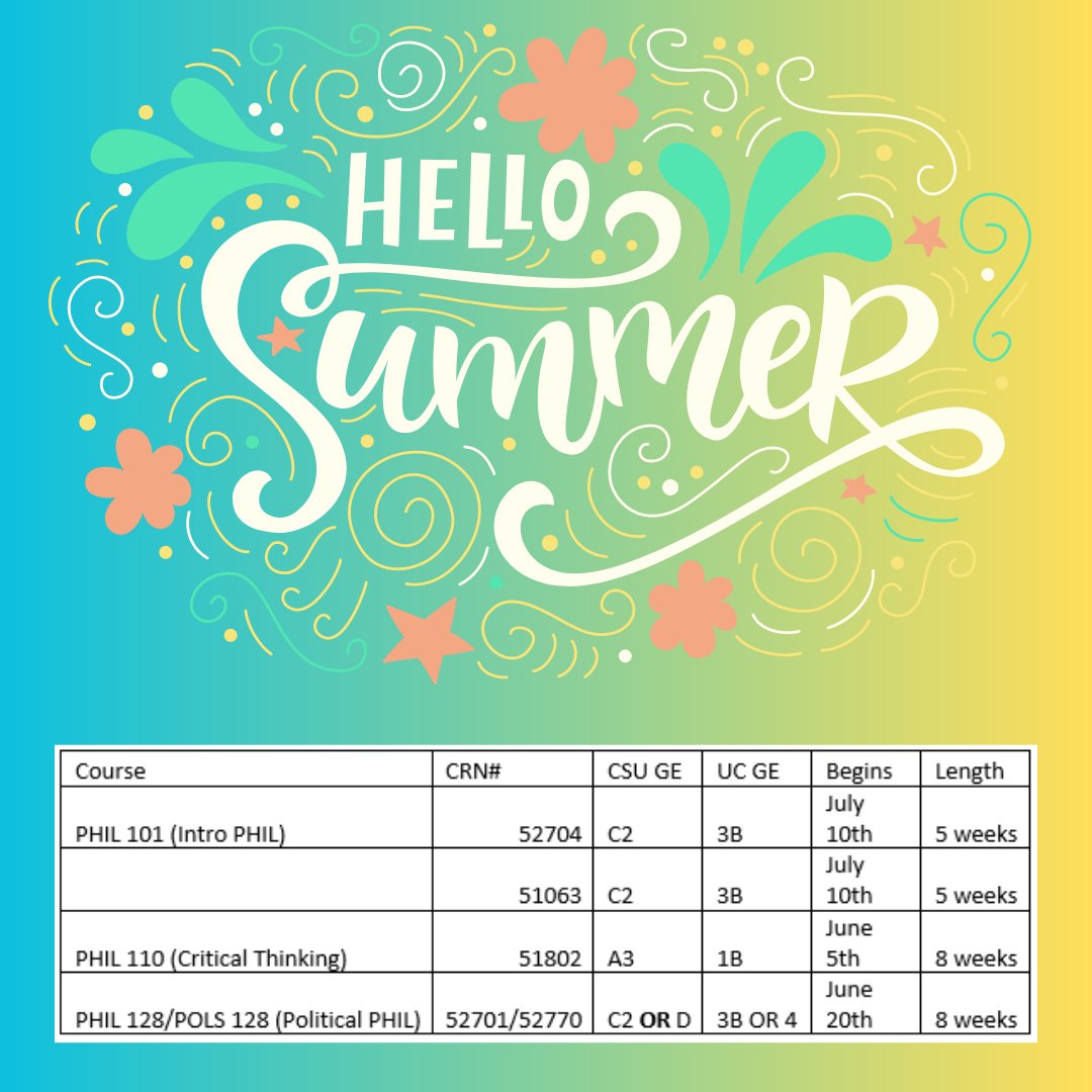 Rio Hondo College on Twitter "Summer 2023 PHIL Courses Rio Hondo