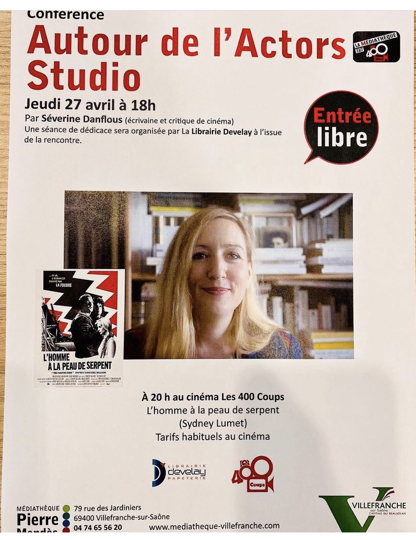 ecrirelafaim1's tweet photo. Actors studio, Marlon, Marilyn, Monty, Carroll, Paul et Joanne ont fait monter la température. #marestediteur #severinedanflous #actorstudios
#tennesseewilliams Merci pour le bel accueil de la #mediathequedevillefranche au #cinémales400coups et à Mohamed le maître de cérémonie. https://t.co/CXCqueV7MH