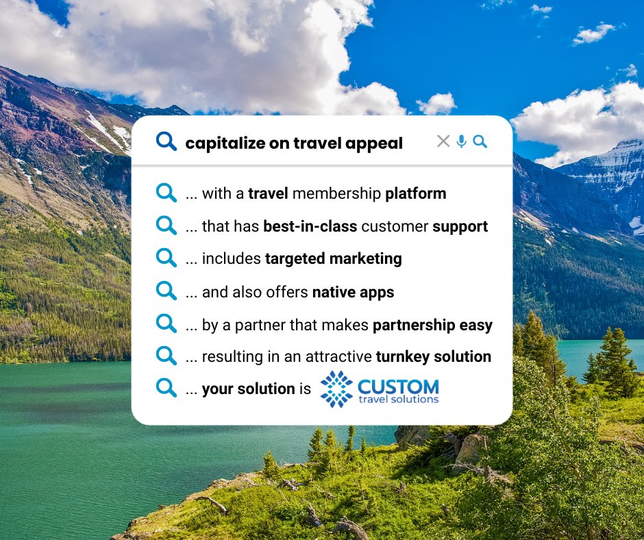 CustTravelSol's tweet image. Mondays are for solutions.

We&apos;ve got yours.

#CustomTravelSolutions #TravelMembership #TravelClub #MemberExclusiveSavings #Value #Sales #RevenueGeneration #RevGen #MemberRetention #Rewards #RewardPerks