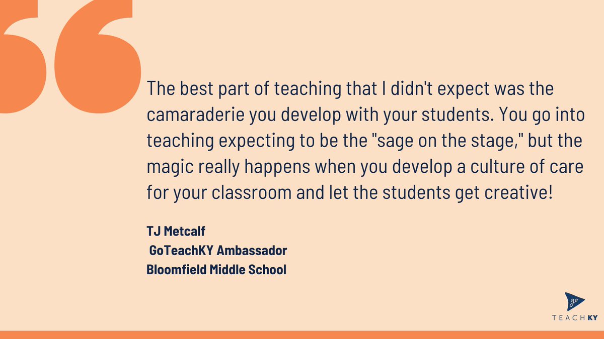 #TeacherTalk #GoTeachKYAmbassador TJ Metcalf didn't expect to find a community in his classroom but he loves that aspect of his job!