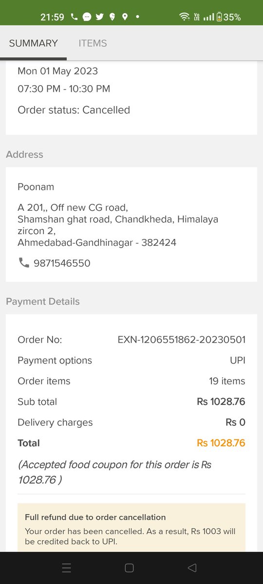 TrenzDelicious's tweet photo. @harimenon_bb @bigbasket_com @CEE_bigbasket @BigBasketTech @ConsumerReports @jagograhakjago My order got cancelled with no reason, money deducted, 30 min before the order slot. CX service agent Sachin kept saying sorry n wanted to disconnect. Harrased over call. https://t.co/DLSHTdZQ7u