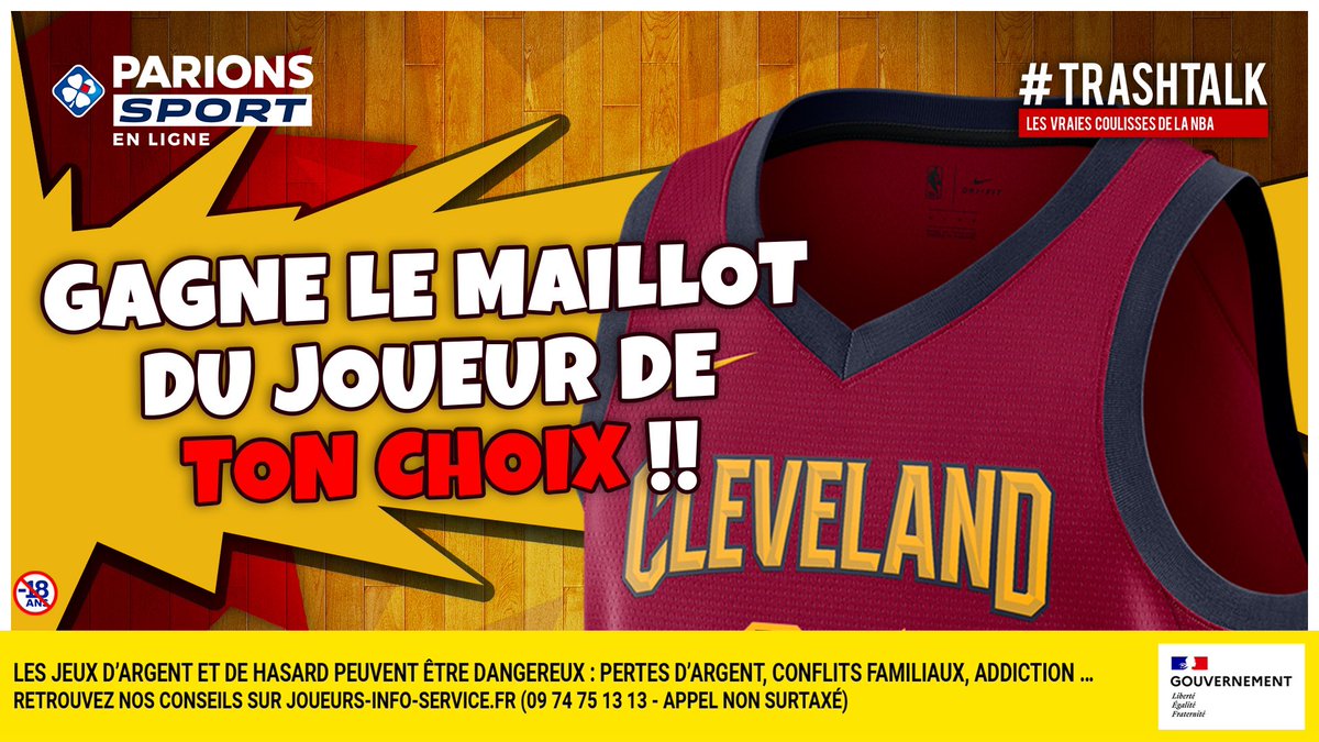 🎁 JEU-CONCOURS ! 🎁 

Pendant les Playoffs, TrashTalk et ParionsSport te font gagner 1 maillot différent CHAQUE SEMAINE ! 😱

🚨 GAGNE LE MAILLOT DU JOUEUR DE TON CHOIX DE CLEVELAND ! 🚨

Pour participer :
1⃣ RT CE TWEET
2⃣ FOLLOW 
<a href="/TrashTalk_fr/">TrashTalk</a> ET @ParionsSport 

(TAS LE 08/05)