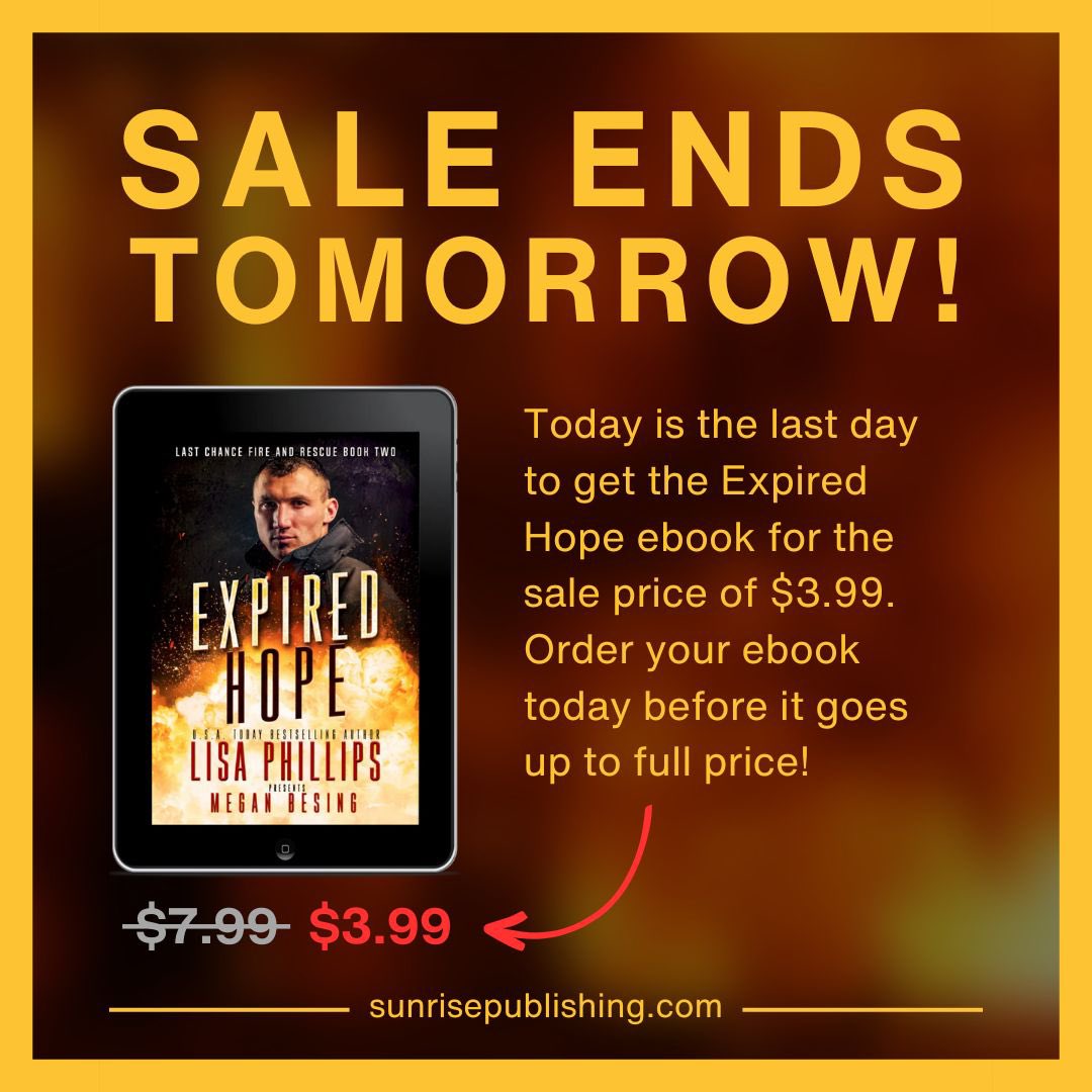 Be sure to grab your ebook of EXPIRED HOPE before it goes up to full price tomorrow!

Now on Kindle Unlimited: amazon.com/gp/product/B0B…

<a href="/MeganBesing/">Megan Besing</a> @LisaPhillipsBks
#suspense #romanticsuspense #christianfiction #ebook #books #writer #reader #tbr #sale #christianromance