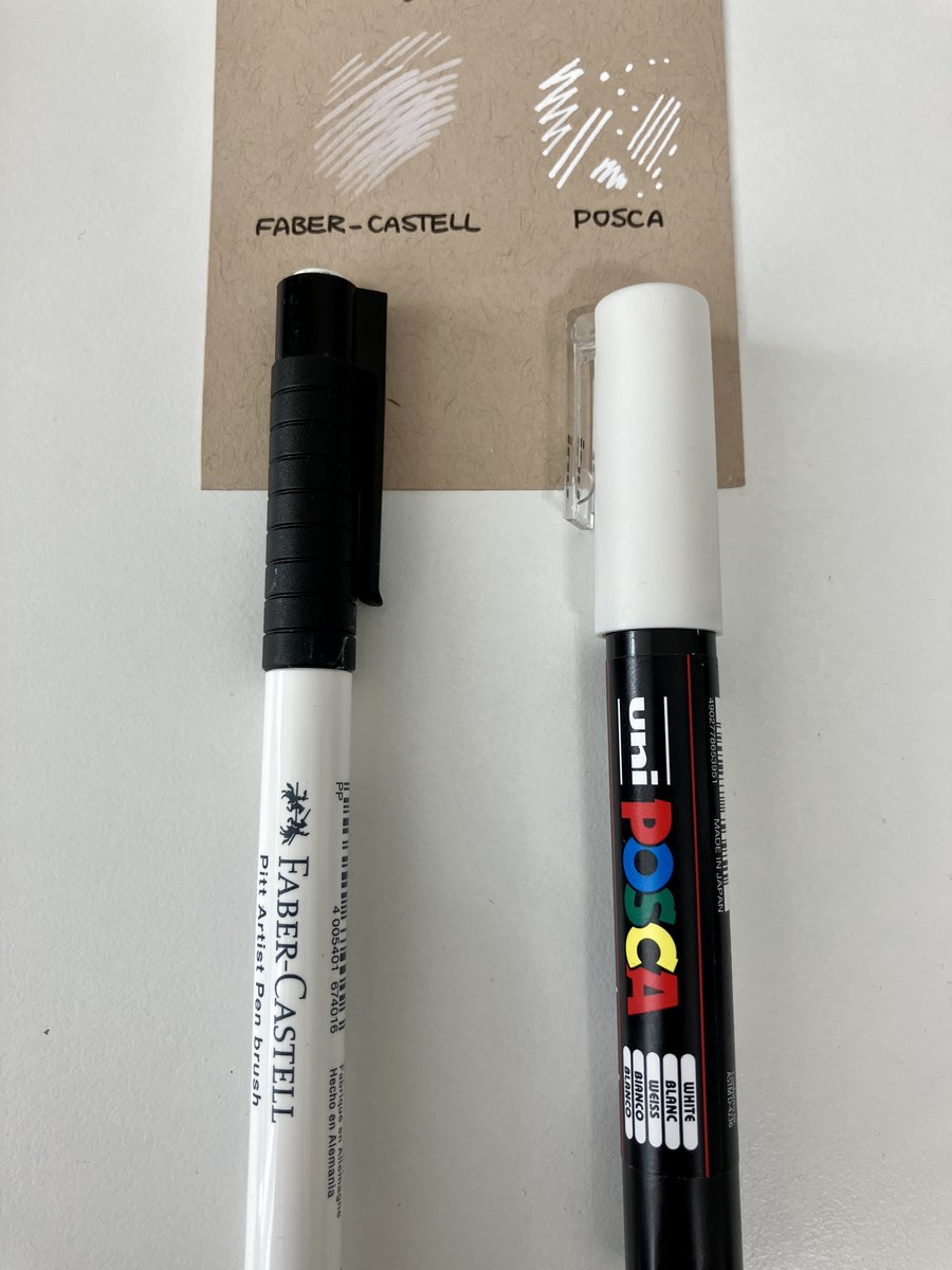 Had someone ask about the white pen I used on my hawk piece.  I normally use the Faber-Castell Pitt white brush pen for highlighting feathers/fur/etc. and I have a Posca paint pen that I use for more intense whites.